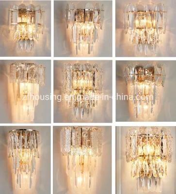 Golden Luxury Light Hallway Wall Lamp Crystal Sconce for Star Hotel