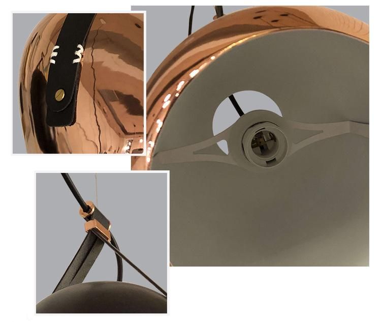 Painting White Leather Belt Adjustable Single Pendant Lamp