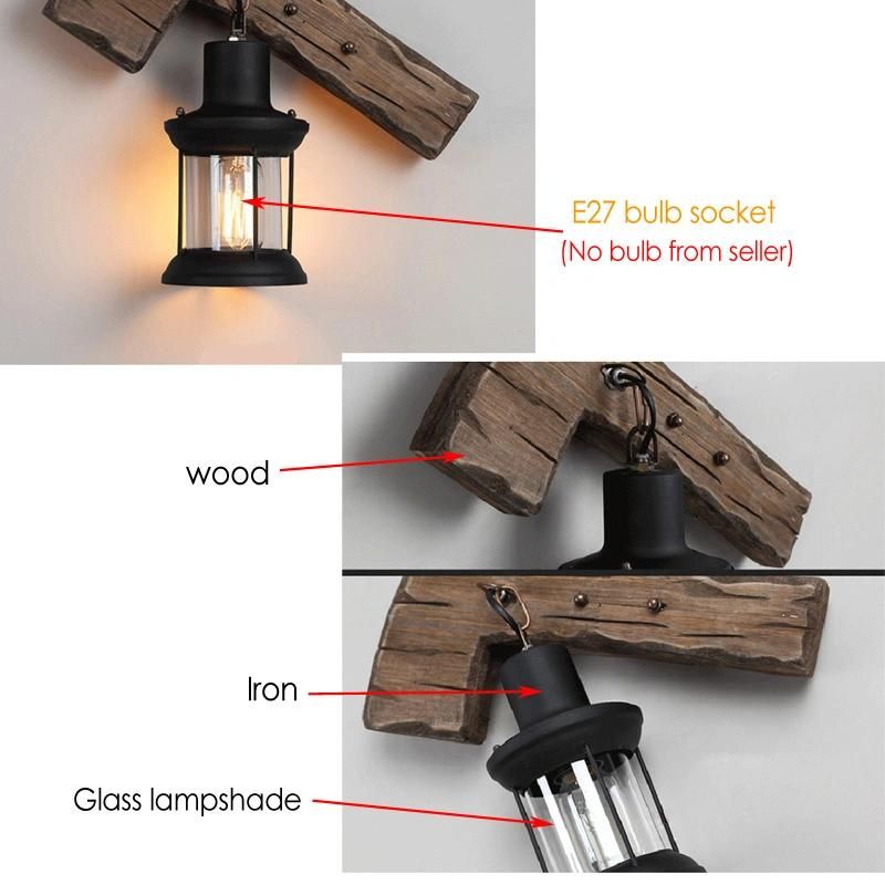 Restaurant Bar Cafe Light Creative Industrial Vintage Wood Wall Lamp (WH-VR-53)