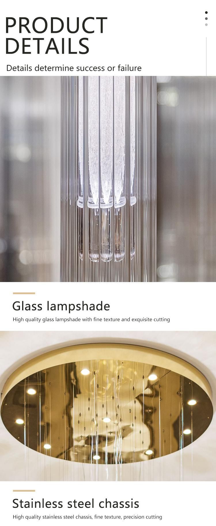 Modern Decoration Hotel Lobby Long Staircase Glass Chandelier