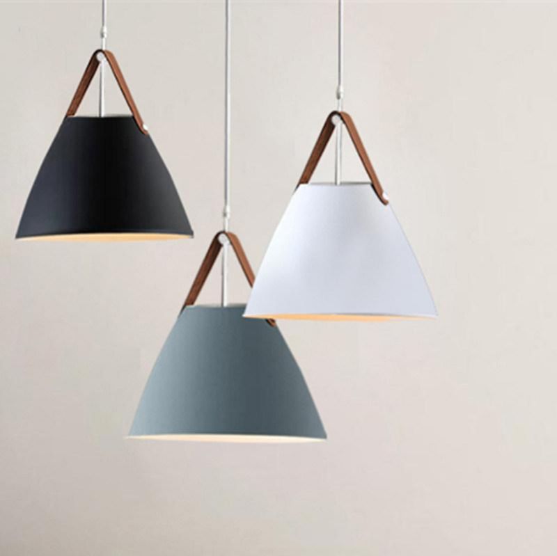 Nordic Black Pendant Light for Living Room Von Modern Strapped Metal Cone Shaped Pendant Light (WH-AP-309)