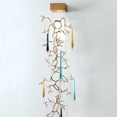 2022 Modern Design Classic Branch and Clear Glass Colorful Strip Pendant Lamp