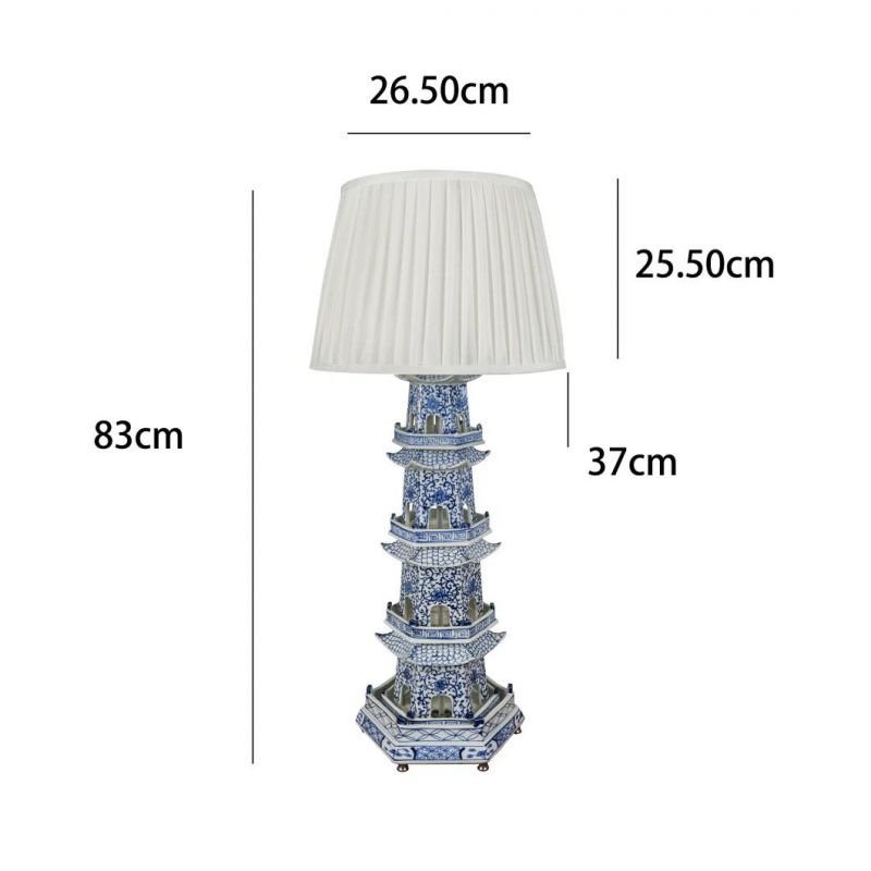 Chinese Style Imitation Ceramic Tower Base Lighting Exquisite Indoor Table Lamp