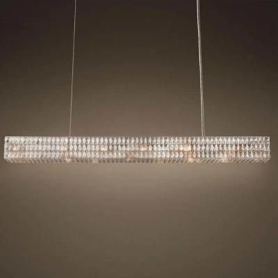 Modern Rectangle Clear K9 Crystal Chandelier, Fit for Dining Room, Living Room and More